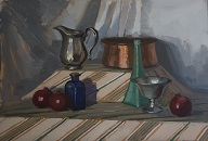 Still Life with Metal and Glass - Oil